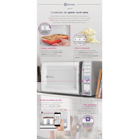 Micro Ondas 34L Meo44 Electrolux 220V Branco Micro Ondas 34L Meo44 Electrolux 220V Branco