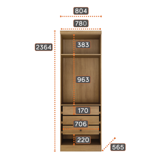 Modulo Rizon 2 Portas 3 Gav 100% Mdf Camaru Fendi