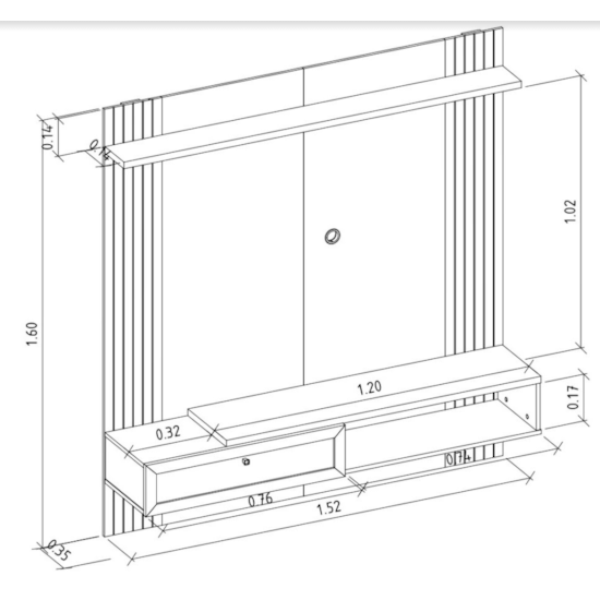 Painel 152Cm Tv Ate 60P Pitanga Linea Freijó Off White