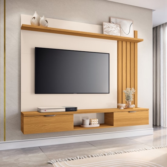 Painel 160Cm Tv Ate 55P Lets Hb Cinamomo Off White Painel 160Cm Tv Ate 55P Lets Hb Cinamomo Off White