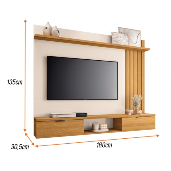 Painel 160Cm Tv Ate 55P Lets Hb Cinamomo Off White Painel 160Cm Tv Ate 55P Lets Hb Cinamomo Off White