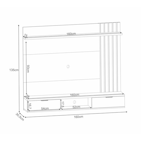 Painel 160Cm Tv Ate 55P Lets Hb Cinamomo Off White Painel 160Cm Tv Ate 55P Lets Hb Cinamomo Off White