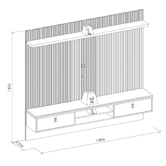 Painel 179Cm Tv Ate 75P Authentiqu Linea Freijó Off White