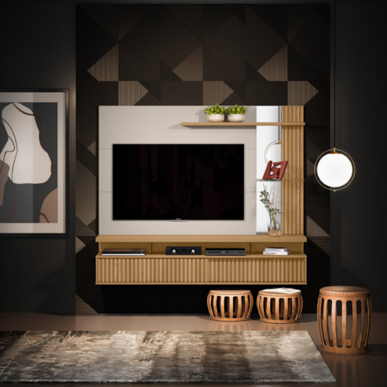 Painel 182Cm Tv Ate 60P Maragogi  Linea Carvalho Off White Painel 182Cm Tv Ate 60P Maragogi  Linea Carvalho Off White