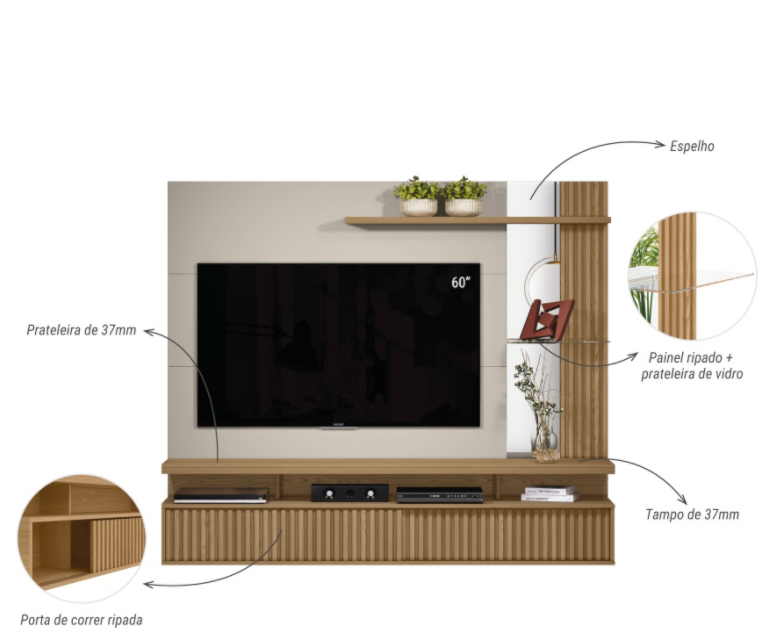 Painel Home Maragogi Linea Brasil Carvalho Off White