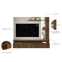 Painel 182Cm Tv Ate 60P Maragogi Linea Freijó Off White Painel 182Cm Tv Ate 60P Maragogi Linea Freijó Off White
