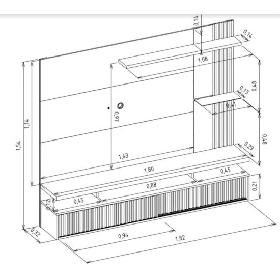 Painel 182Cm Tv Ate 60P Maragogi  Linea Freijó Off White