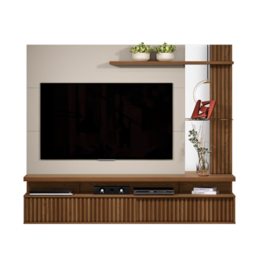 Painel 182Cm Tv Ate 60P Maragogi  Linea Freijó Off White Painel 182Cm Tv Ate 60P Maragogi  Linea Freijó Off White