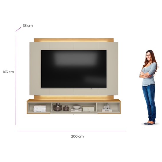Painel 200Cm Tv Ate 75P Havana Linea Tauari/Off White  Painel 200Cm Tv Ate 75P Havana Linea Tauari/Off White