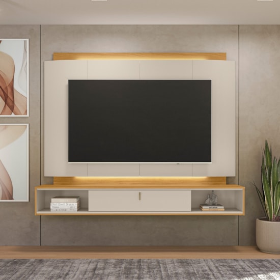 Painel 200Cm Tv Ate 75P Havana Linea Tauari/Off White  Painel 200Cm Tv Ate 75P Havana Linea Tauari/Off White