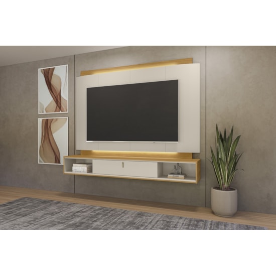 Painel 200Cm Tv Ate 75P Havana Linea Tauari/Off White  Painel 200Cm Tv Ate 75P Havana Linea Tauari/Off White