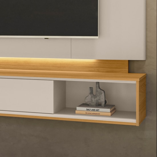Painel 200Cm Tv Ate 75P Havana Linea Tauari/Off White 