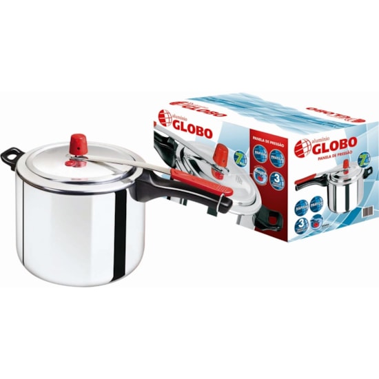 Panela De Pressão 7L Globo Aluminio Polido Panela De Pressão 7L Globo Aluminio Polido