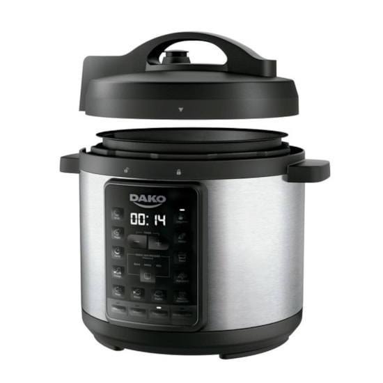 Panela De Pressão Elétrica 6L Multifunção Dako 1000W 220V Preto