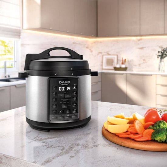 Panela De Pressão Elétrica 6L Multifunção Dako 1000W 220V Preto
