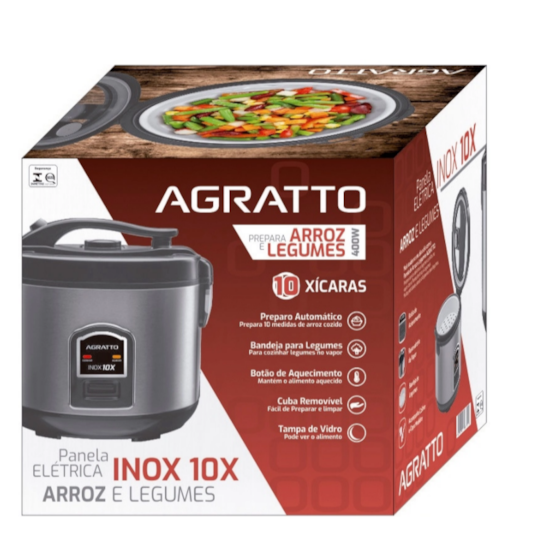Panela Elétrica Arroz Visor Pai10x 220V Agratto Inox