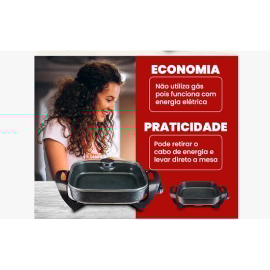 Panela Eletrica Mangiare 1500W Agratto Preto