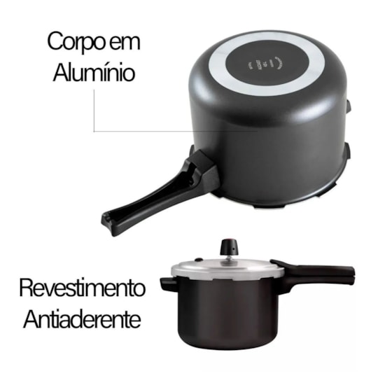 Panela Pressao 4.5Lts Fec Ext Panelux Grafite