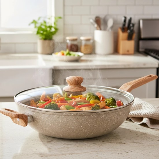 Panela Wok Com Tampa 5,5L Oster Cinza Dust
