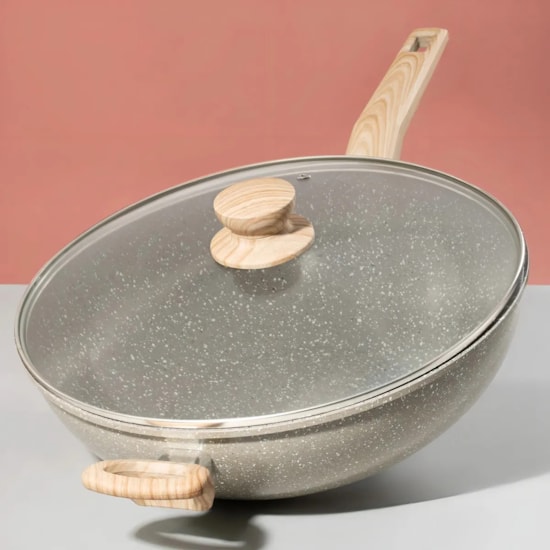 Panela Wok Com Tampa 5,5L Oster Cinza Dust