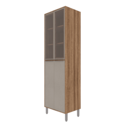 Paneleiro 70Cm Com Vidro Lavínia Amêndoa/Niágara Paneleiro 70Cm Com Vidro Lavínia Amêndoa/Niágara
