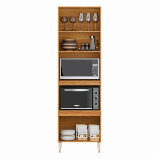 Paneleiro Duplo Forno 4P Vidro Plena Demobile Cinamomo Nude Prime