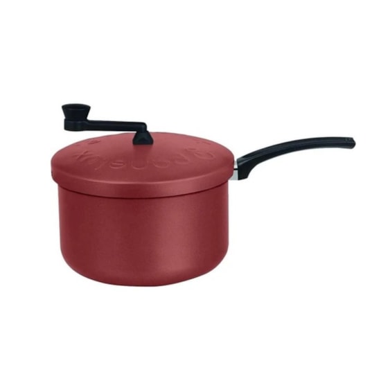 Pipoqueira  20Cm Tampo Vidro Panelux Bege/Cereja