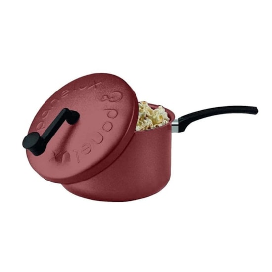 Pipoqueira  20Cm Tampo Vidro Panelux Bege/Cereja