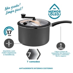 Pipoqueira  22Cm Tampo Vidro Panelux  Grafite