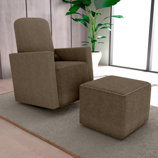 Poltrona Annecy Com Puff Bege Bucle F498 Poltrona Annecy Com Puff Bege Bucle F498