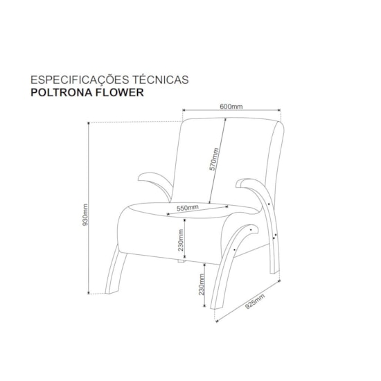 Poltrona Com Braços Flower Linho Ameixa Poltrona Com Braços Flower Linho Ameixa