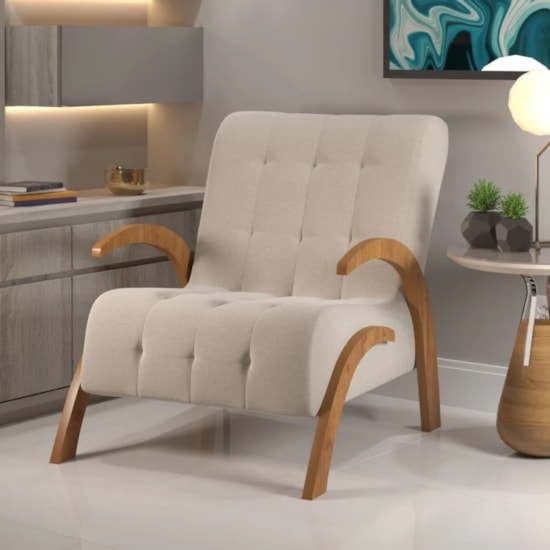 Poltrona Com Braços Flower Linho Bronze Poltrona Com Braços Flower Linho Bronze