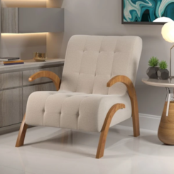 Poltrona Com Braços Flower Mel Linho Bronze