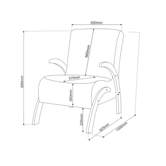 Poltrona Com Braços Flower Mel Linho Bronze