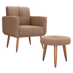 Poltrona Havana Com Puff Bucle Bege F498