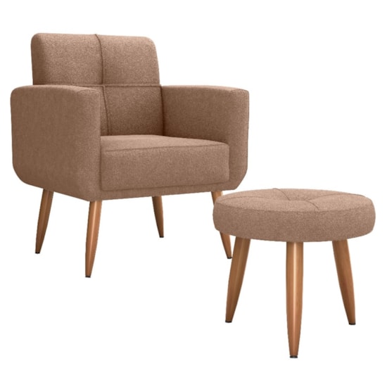 Poltrona Havana Com Puff Bucle Bege F498