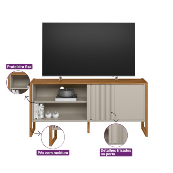 Rack 141Cm Tv Ate 56P Gold Linea Brasil Nature Off White Rack 141Cm Tv Ate 56P Gold Linea Brasil Nature Off White