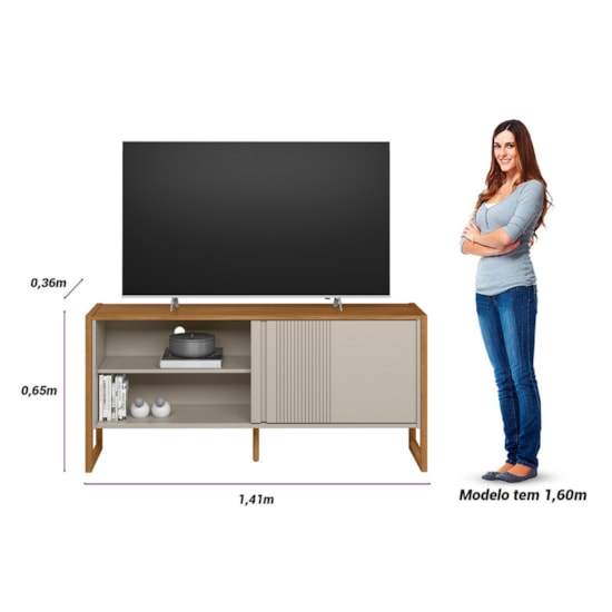 Rack 141Cm Tv Ate 56P Gold Linea Brasil Nature Off White