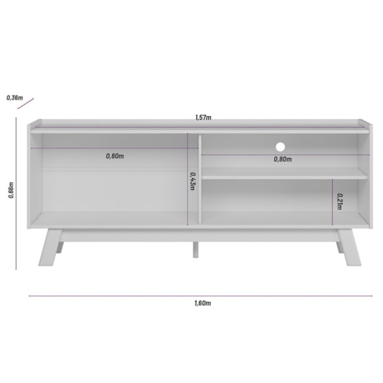 Rack 160Cm Tv Ate 65P Aurum Linea Brasil Nature Off White