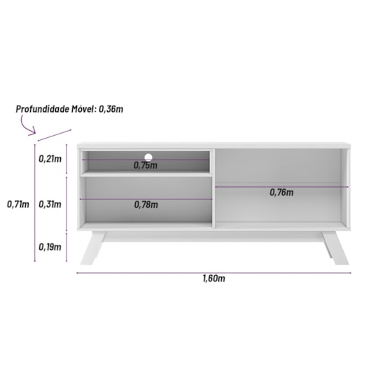 Rack 160Cm Tv Ate 70P Camboriu Linea Freijó Off White