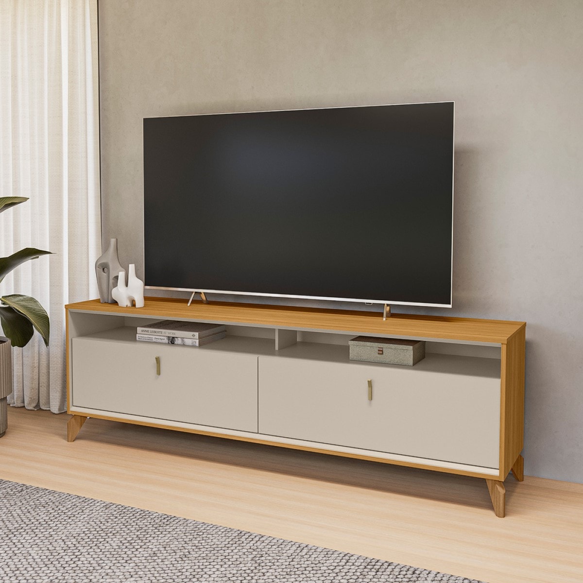 Rack 180Cm Tv Ate 75P Dubai Linea Tauari/Off White - Eletrolar