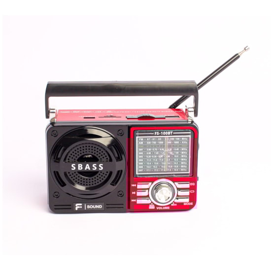 Radio 9 Faixas Portátil Fsound Fs-100Bt Preto