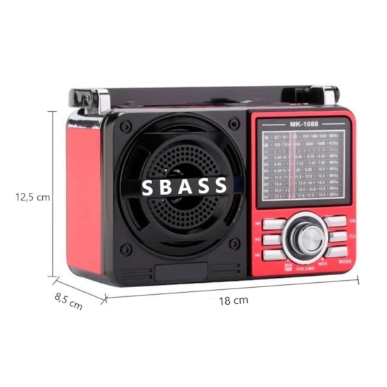 Radio 9 Faixas Portátil Fsound Fs-100Bt Preto