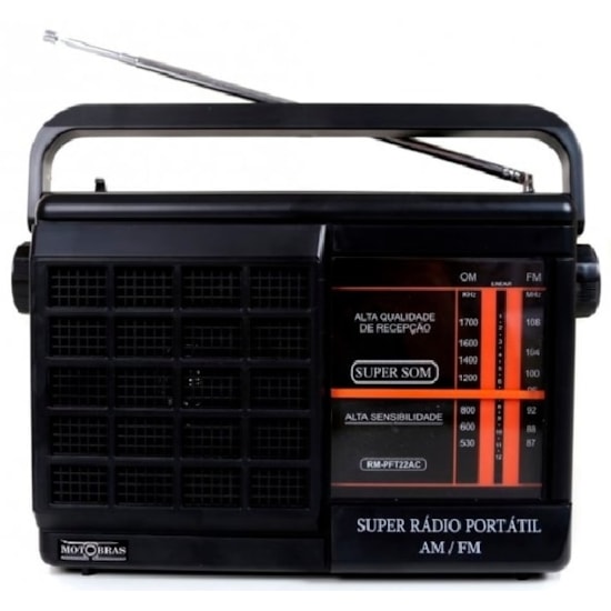 Rádio Portátil 2 Faixas Pft22ac Motobras Preto Rádio Portátil 2 Faixas Pft22ac Motobras Preto
