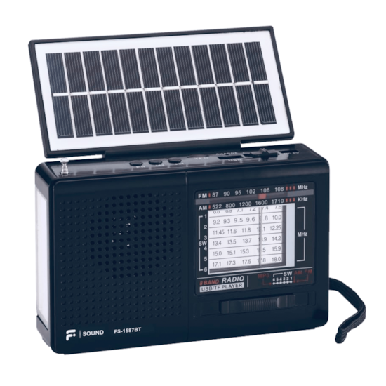 Radio Solar Portátil Fsound Fs-1587Bt Preto Radio Solar Portátil Fsound Fs-1587Bt Preto