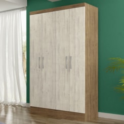 Roupeiro 4 Portas Paris 100% Mdf Ipê/Vanilha Tex Roupeiro 4 Portas Paris 100% Mdf Ipê/Vanilha Tex