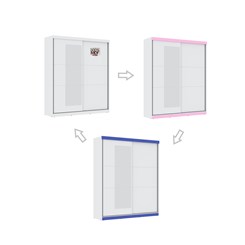 Roupeiro Com Espelho Caribe Branco/Rosa/Azul/Branco Portas Flex