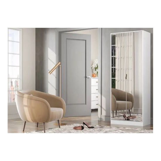 Sapateira Grife 2 Portas Com Espelho Branco Sapateira Grife 2 Portas Com Espelho Branco