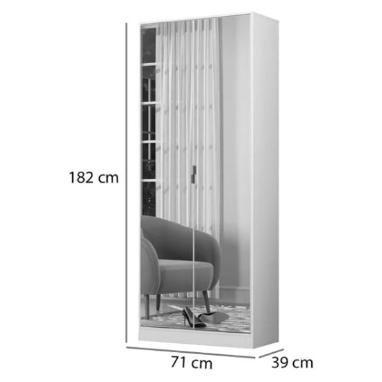 Sapateira Grife 2 Portas Com Espelho Branco Sapateira Grife 2 Portas Com Espelho Branco