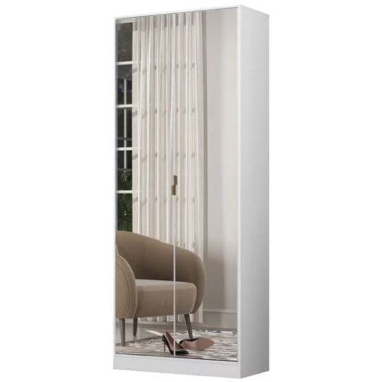 Sapateira Grife 2 Portas Com Espelho Branco Sapateira Grife 2 Portas Com Espelho Branco